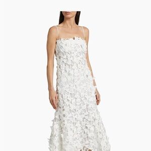 Fleurella Guipure White Lace Midi-Dress